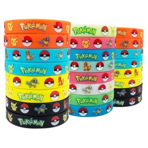 6pcs 포켓몬 팔찌 애니메이션 포켓 피카추 Noctilucent 만화 실리콘 팔찌 팔찌 Kawaii Cosplay Accessoires 선물