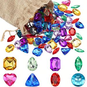 100pcs DIY 해적 보물 보석 장난감 가짜 아크릴 스파클링 보석 다이아몬드 장난감 다채로운 해변 보석 해적 보석 장난감