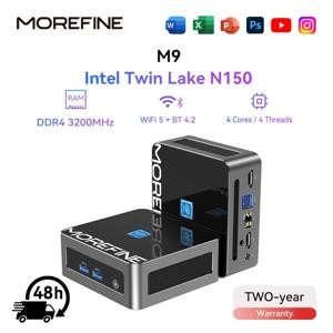 MOREFINE 2025 M9 N150 미니 PC 휴대용 게이밍 데스크탑 컴퓨터 미니PC 듀얼 LAN 2.5G/1G WiFi 6 BT5.2 DDR4 NVME SSD 윈도우 11