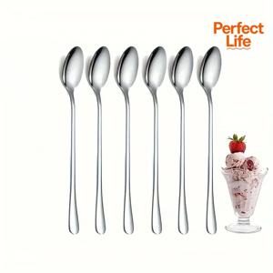 5Pcs 커피 스푼 스테인레스 스틸 스푼 아이스크림 용 스테인레스 스틸 스푼, 긴 손잡이 교반 스푼, 주방 용품