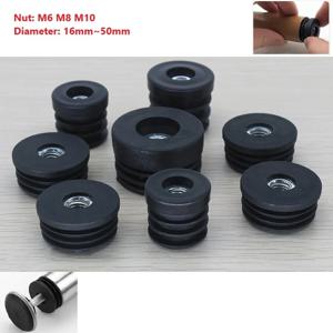 16mm ~ 50mm 라운드 너트 구멍 플러그 파이프 플러그 검정색 플라스틱 가구 레벨링 피트 블랭킹 엔드 캡 가구 M6 M8 M10