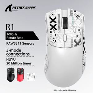 Attack Shark R1 X11 무선 게이밍 마우스, 18K DPI PAW3311, 트라이 모드 Bluetooth/2.4GHz/유선, 경량, 매크로 게이밍 마우스