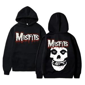 공포 펑크 Misfits 해골 락 인쇄 까마귀 남성 양털 면화 운동복 남성 여성 고딕 빈티지 긴 소매 후드