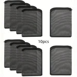 수족관 여과 매체 용 지퍼가있는 10pcs 검정색 메쉬 필터 가방 내구성 통기성 재료를 정리 유지