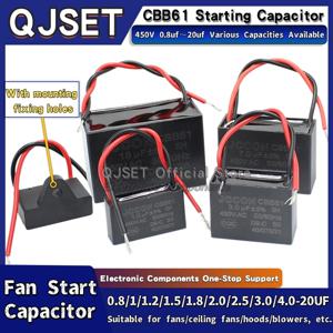 1pcs CBB61 팬 시동 커패시터 450V 0.8/1/1.2/1.5/2/2.5/3/3.5/4/4.5/5/6/7/8/10/12/15/18/20UF 천장 선풍기 후드 모터 커패시터
