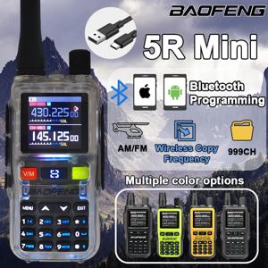 새로운 바오펑 UV-5R 미니 무전기 블루투스 프로그래밍 AM 무선 복사 주파수 듀얼 PTT 타입-C 장거리 햄 2웨이 무전기