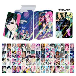 124개의 에일리언 스테이지 레이저 LOMO 카드 세트 - 게임 캐릭터 3인치 애니메이션 포토 카드와 팬 컬렉션을 위한 보너스 스티커 포함