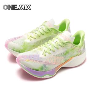 ONEMIX 나일론 카본 플레이트 레이싱 러닝 트레이닝화 남성용 풀렝스 충격 흡수 스포츠 카본 플레이트 워킹 스니커즈