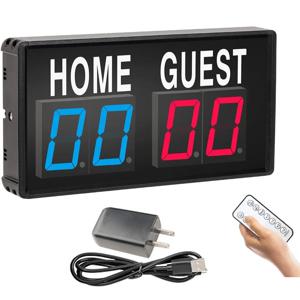 휴대용 4자리 LED 점수판 디지털 홈 게스트 점수 기록기 미니 전자 점수판 (탁구, 농구, 배구용)
