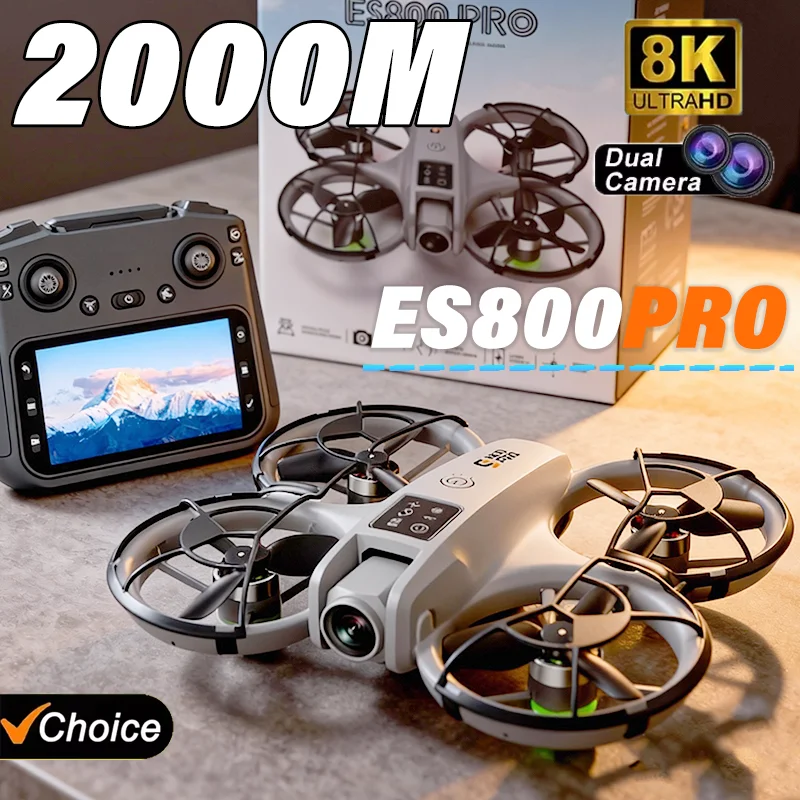 ES800PRO 브러시리스 RC 드론 4.3인치 스크린 리모컨 전문가용 8K HD 듀얼 카메라 GPS 리턴 FPV UAV 헬리콥터 남자아이 장난감