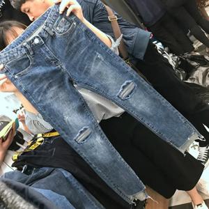 스키니 찢어진 청바지 여성 봄 여름 가을 뜨거운 판매 여성 패션 캐주얼 소녀 귀여운 데님 바지 여성 저렴한 도매