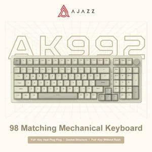 Ajazz AK992 유선 기계식 키보드 98 키 전체 레이아웃 핫 스왑 USB 게임용 키보드 데스크탑 PC 노트북 용 멀티미디어 키 손잡이