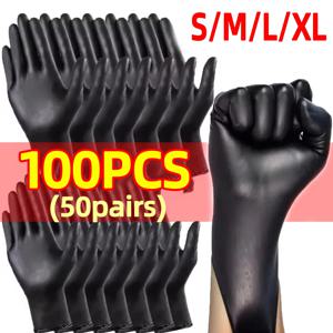 50/100/200pcs 일회용 검정색 니트릴 장갑, 주방, 문신, 머리 염색 장갑, 식품 가공, 가정용 소형 도구