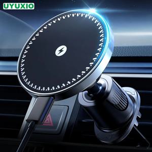 UYUXIO 자기 무선 자동차 전화 충전기 어댑터 15W 공기 환기 자동차 전화 홀더 아이폰 16 15 14 13 Pro Max Plus 12 Samsung