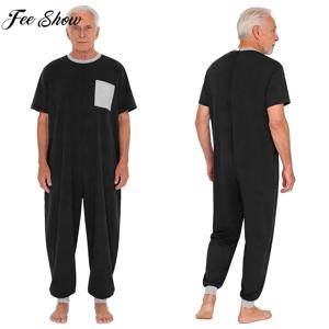성인 특수 필요 의류 반팔 뒷지퍼 자폐증 노인 알츠하이머 방지 탈착 점프수트 잠옷 라운지웨어
