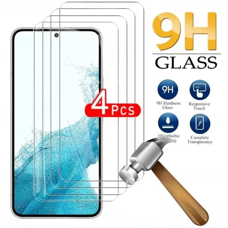 삼성 갤럭시 S24, S22, S21, S20 FE 플러스, 5G 스크린 보호대 유리, 삼성 S22 + 보호 필름, 풀 커버 강화 유리, 4 개