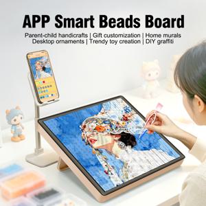 DIY 스마트 LED 페그보드 앱 제어 전자 퓨즈 비즈 멜팅 보드 대형 사각형 다림질 비즈 공예 키트 어린이 선물용