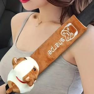 유니버설 만화 자동차 안전벨트 커버 자동차 안전벨트 안전 쿠션 어깨 패드 시트 보호대 따뜻한 보호 플란넬