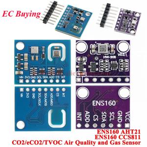 10Pcs/1pc ENS160 CCS811 ENS160 AHT21 이산화탄소 CO2 VOCs ECO2 TVOC 공기 품질 AQI 온도 습도 가스 센서 모듈