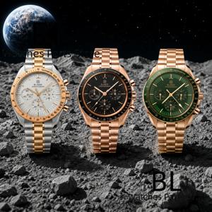 블리거 40mm 럭셔리 로즈 투톤 로즈 문 쿼츠 남성용 시계 야광 그린 다이얼 스피드 VK63 크로노그래프 AR 미러 손목시계