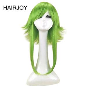 HAIRJOY 여성 VOCALOID GUMI 코스프레 가발 녹색 내열성 합성 머리 중간 길이 스트레이트 의상 가발