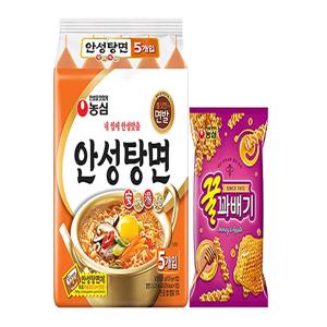 농심 꿀꽈배기 3번들(70g3개입)4봉지+안성탕면10봉지