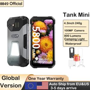 8849 탱크 미니 유니허츠 러기드 스마트폰 4.3인치 디스플레이 안드로이드 13 헬리오 G99 24GB 256GB 100MP 카메라 5800mAh NFC 방수