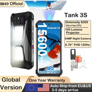 8849 Tank 3S Unihertz 견고한 스마트폰(프로젝터 포함) 5G 24/32GB RAM 256/512GB ROM 크기 8200 64MP 야간 투시경 전화