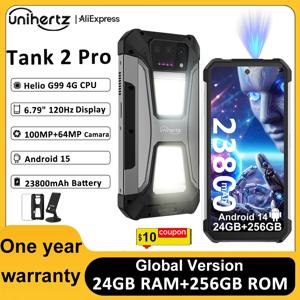 Unihertz Tank 2 PRO 8849 Rugged phones with Projector 2.4K 23800 mAh 24GB+512GB Android 14 100MP NFC 120W G99 Octa Core Dual SIM