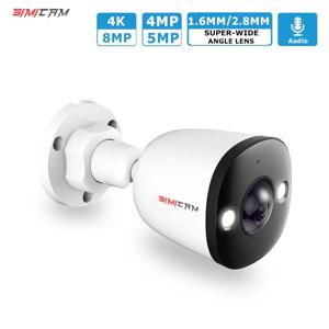 4K 8MP POE 보안 IP 카메라 5MP 4MP 초대형 광각 렌즈 1.6MM2.8MM 스마트 알람 컬러 야간 투시경 호환 Onvif NVR