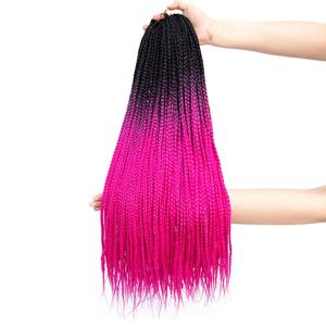 19 색 옹 브르 박스 크로 셰 뜨개질 머리 끈 24 인치 Zizi 합성 머리 확장 끈 Kanekalon Braiding Hair Pre Stretched