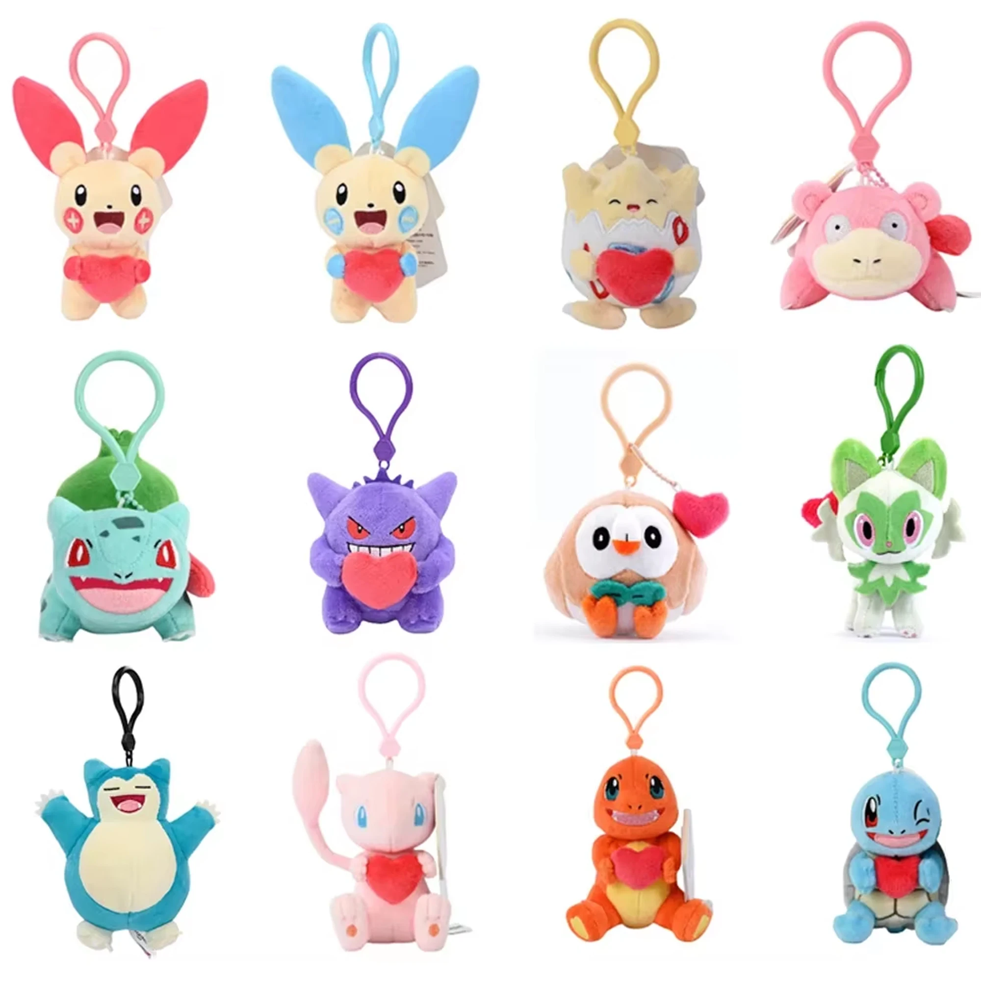 Gengar Jigglypuff 이상해씨 플러시 장난감 포켓몬 Stuffeds Mimiku Mew Togepi 키 체인 배낭 펜던트 열쇠 고리 생일 선물