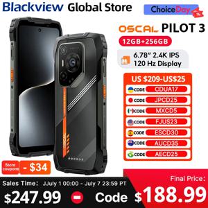 Blackview Oscal PILOT 3 러기드 폰 6.78인치 2.4K IPS 120Hz 디스플레이 5G 미디어텍 디멘시티 6300 50MP 7500mAh NFC 휴대폰