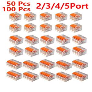 50/100개 전기 퀵 커넥터, DIY 케이블 연결 도구 키트(28-12 Awg), 2/3/4/5 포트 플러그인 전기 커넥터