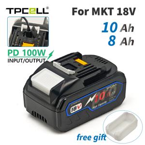 TPCELL 새로운 PD100W 8Ah/10Ah MAKITA 18V용 USB-C 커넥터 21700 배터리 교체용 리튬 이온 배터리 전동 공구