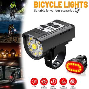 9 LED 자전거 헤드라이트 USB 충전식 자전거 램프 슈퍼 밝은 핸들바 라이트 야외 방수 사이클링 전조등