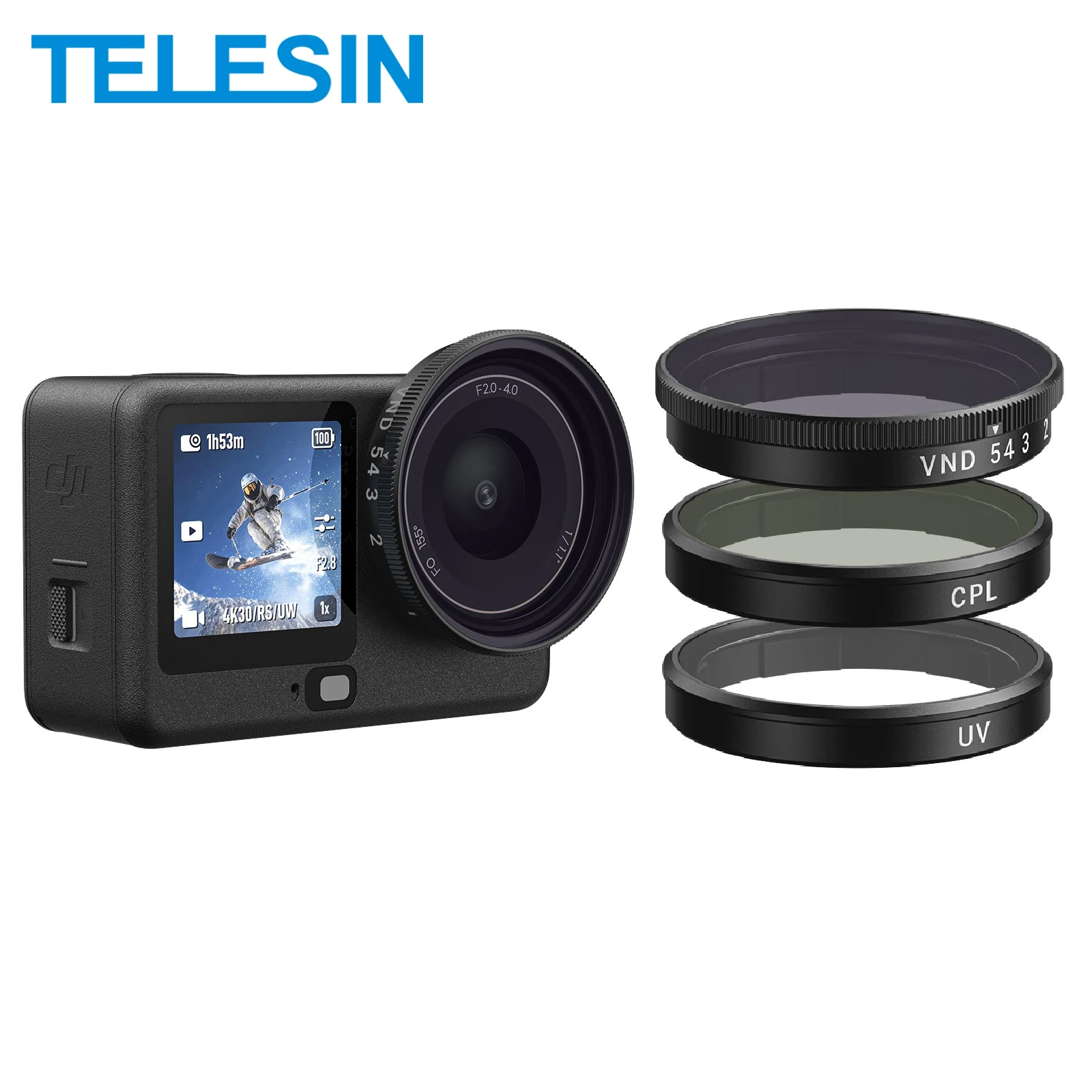 TELESIN 렌즈 필터 DJI OSMO Action 6용 CPL ND8 ND16 ND32 UV VND 퀵 릴리즈 필터 프레임 DJI Action 6 렌즈 필터 세트