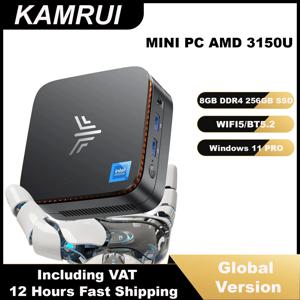 KAMRU 미니 PC AMD 3150U 3.3GHz DDR4 8GB 256GB M.2 SSD 윈도우11 프로 4K HDMI 듀얼 WiFi BT4.2 미니 데스크탑 PC (비즈니스, 홈 오피스용)