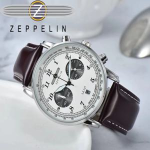 Zeppelin Hindenburg 시리즈 레트로 캐주얼 다기능 크로노그래프 쿼츠 커플 손목시계(남성 및 여성용)