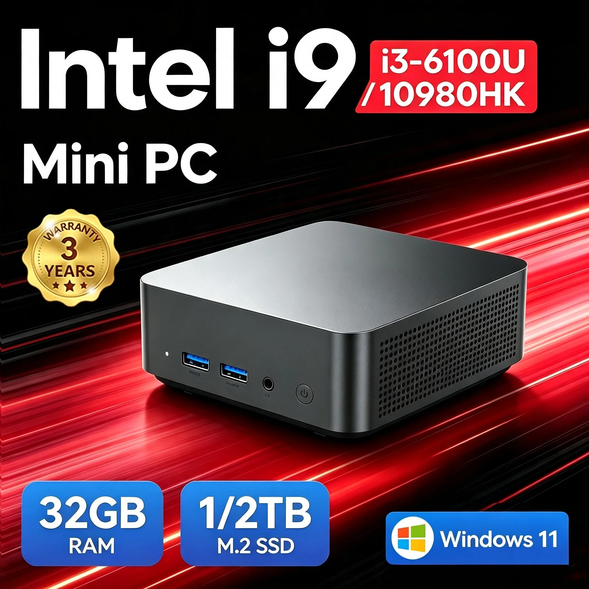 2026 미니 PC 인텔 코어 i9 10980HK i3 6100U 게이밍 컴퓨터 윈도우 11 데스크탑 PC 16GB 램 1TB SSD WiFi6 BT5.2 휴대용 게이머 PC
