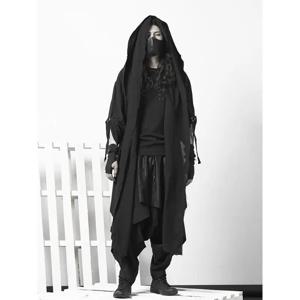 ARENS 테크웨어 고스 코트 남성용 윈드브레이커, 고딕 힙합 하라주쿠 다크웨어, 롱 가디건, 블랙 일본 스트리트웨어