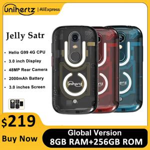 Unihertz Jelly Star 미니 스마트 폰 안드로이드 13 8GB 256GB Led 라이트 잠금 해제 투명 백 쉘 핸드폰 48MP 3 인치 전화