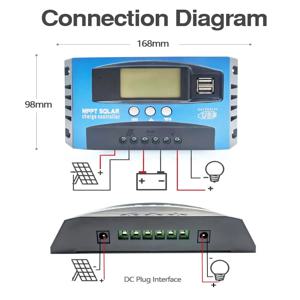 MPPT 태양광 충전 컨트롤러 30A 50A 80A 100A LCD 디스플레이 12V 24V 자동 듀얼 USB 스마트 컨트롤러 (태양광 발전 시스템용)