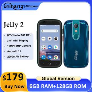 Unihertz 젤리 2 미니 스마트폰, 6GB, 128GB, 안드로이드 11, Helio P60, 옥타 코어, 잠금 해제 NFC 휴대폰, 16MP 적외선 휴대폰