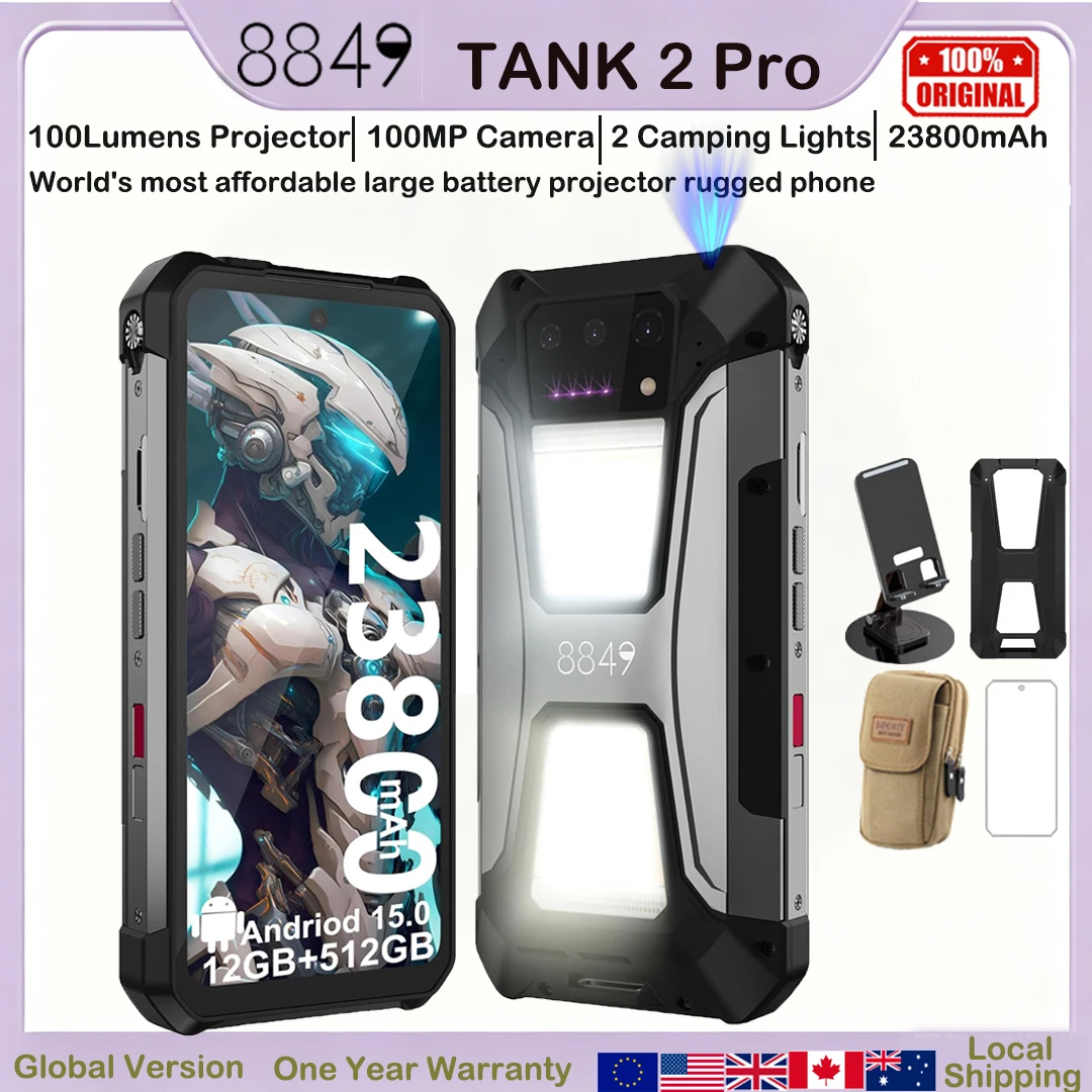 8849 탱크 2 프로 유니허츠 프로젝터 러기드 스마트폰 100루멘 안드로이드15 23800mAh 120W 512GB 100MP 카메라 야간 투시 IP68 2026