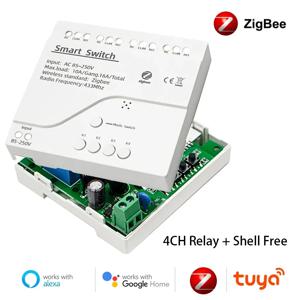 Zigbee Tuya 스마트 릴레이 보드 모듈 라이트 모터 스위치 12v 24v 1 2 4CH 건식 접촉 RF433 수신기 Alexa Google 홈과 함께 작동