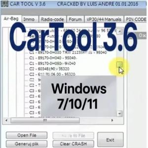 CarTool 3.6 이모빌라이저 및 에어백 리셋 자동차 수리 소프트웨어 윈도우 7/10/11
