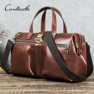 CONTACT'S 남성용 정품 가죽 비즈니스 가방 메탈 프레임 서류 가방 숄더백 가죽 포트폴리오 가방 14인치 토트 노트북 가방