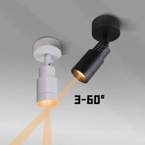 3-60도 각도 조절 가능 빔 LED 스포트라이트 줌 포커스 스팟 라이트 미니 소형 표면 장착 천장 램프 분위기 조명