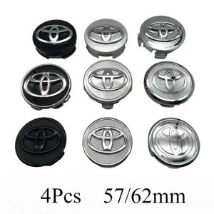 4개 57mm/62mm 자동차 타이어 휠 센터 허브 캡 배지 로고 림 엠블럼 (도요타 코롤라 캠리 야리스 CHR 라브4 아우리스 버소 아발론 용)